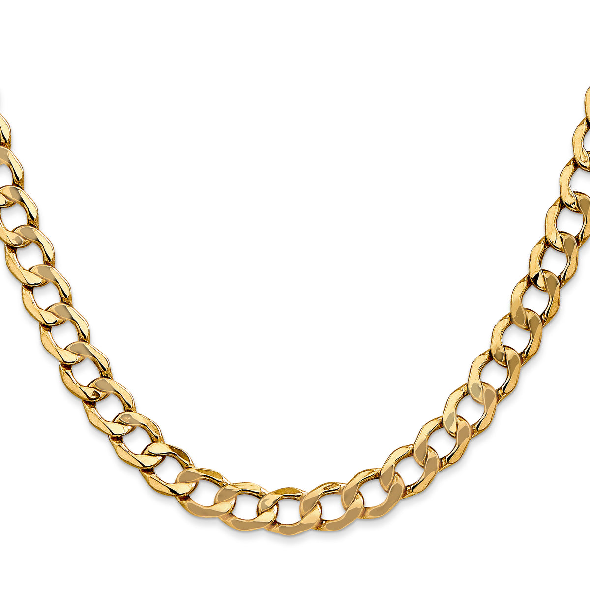 Gold (10K & 14K) Semi-Solid Curb Link Chain - 14k Yellow Gold / 18 in / 7 mm