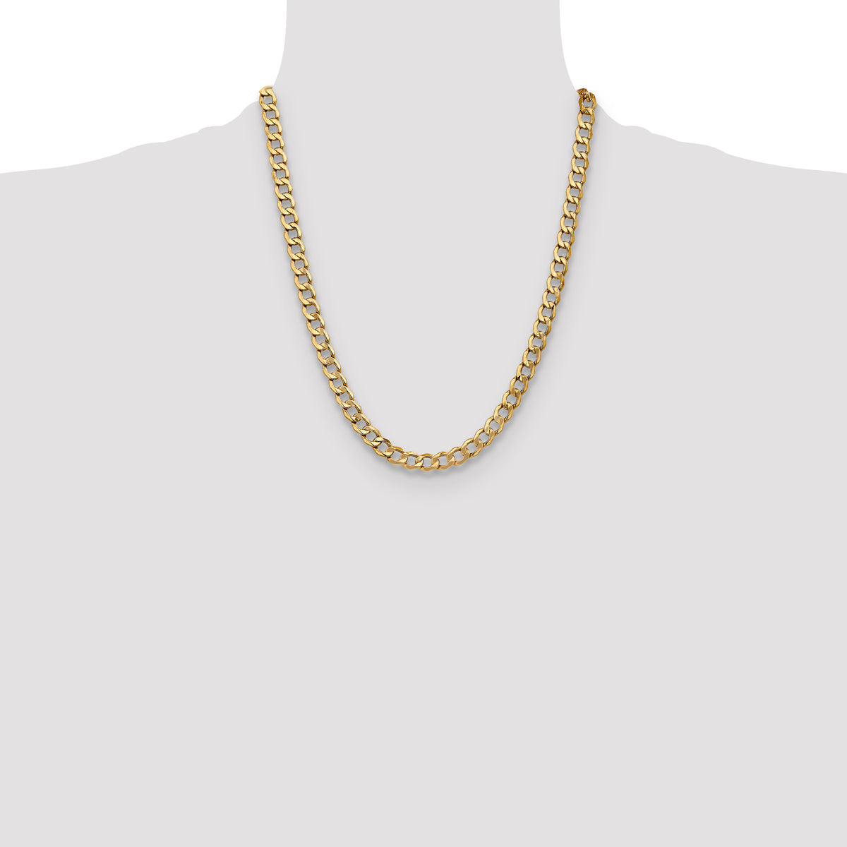 Gold (10K & 14K) Semi-Solid Curb Link Chain - 14k Yellow Gold / 22 in / 7 mm
