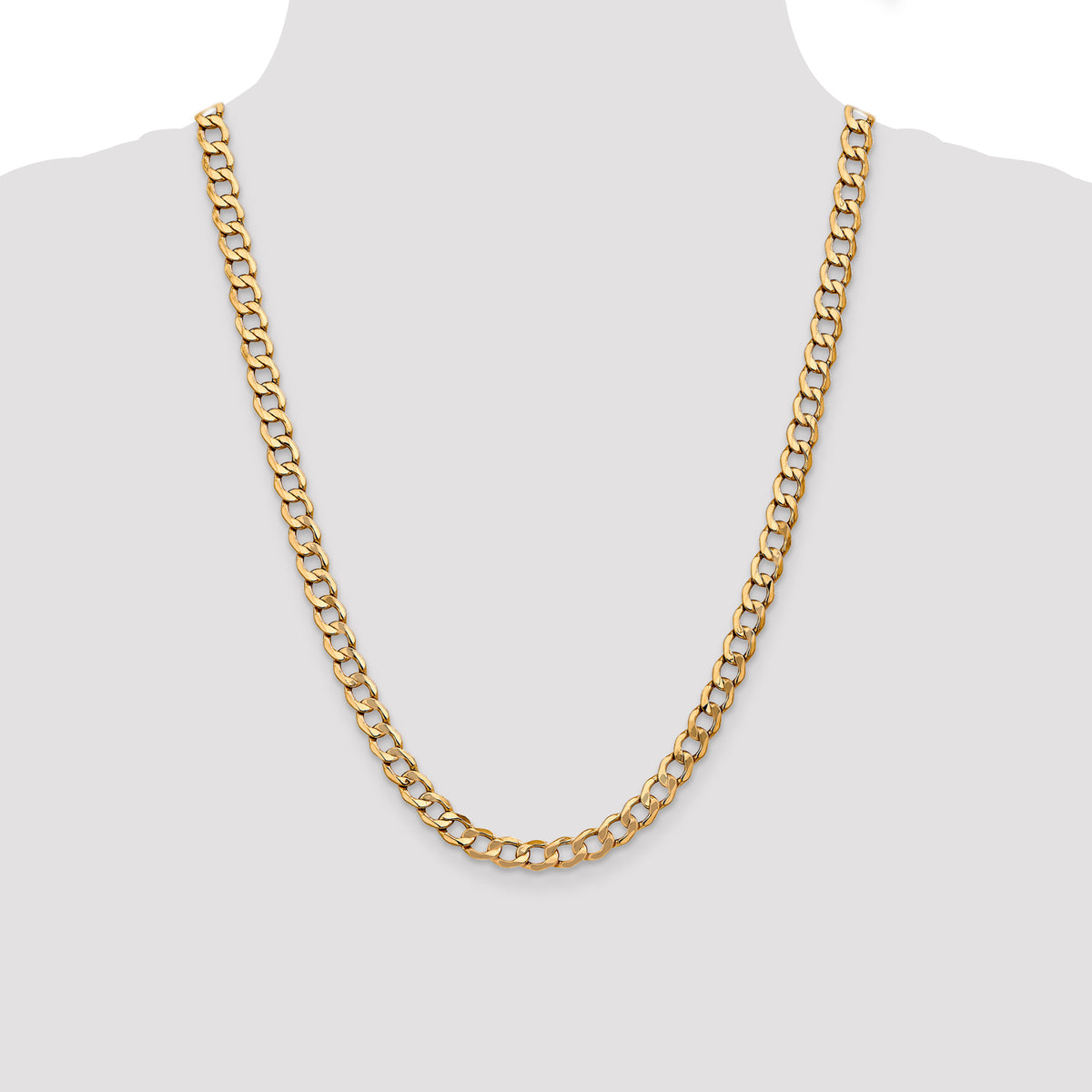 Gold (10K & 14K) Semi-Solid Curb Link Chain - 14k Yellow Gold / 24 in / 7 mm