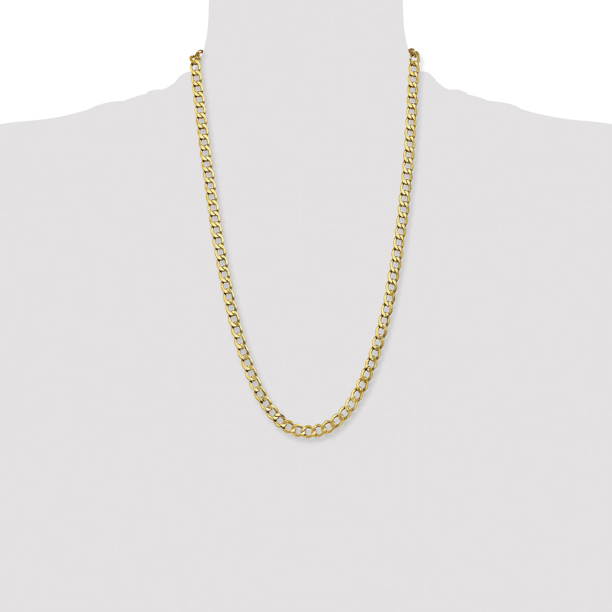 Gold (10K & 14K) Semi-Solid Curb Link Chain - 14k Yellow Gold / 26 in / 7 mm