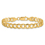 Gold (10K & 14K) Semi-Solid Curb Link Chain Bracelet - 14k Yellow Gold / 7 in / 7 mm