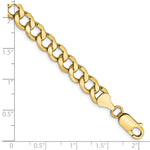 Gold (10K & 14K) Semi-Solid Curb Link Chain Bracelet - 14k Yellow Gold / 7 in / 7 mm