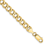 Gold (10K & 14K) Semi-Solid Curb Link Chain Bracelet - 14k Yellow Gold / 7 in / 7 mm