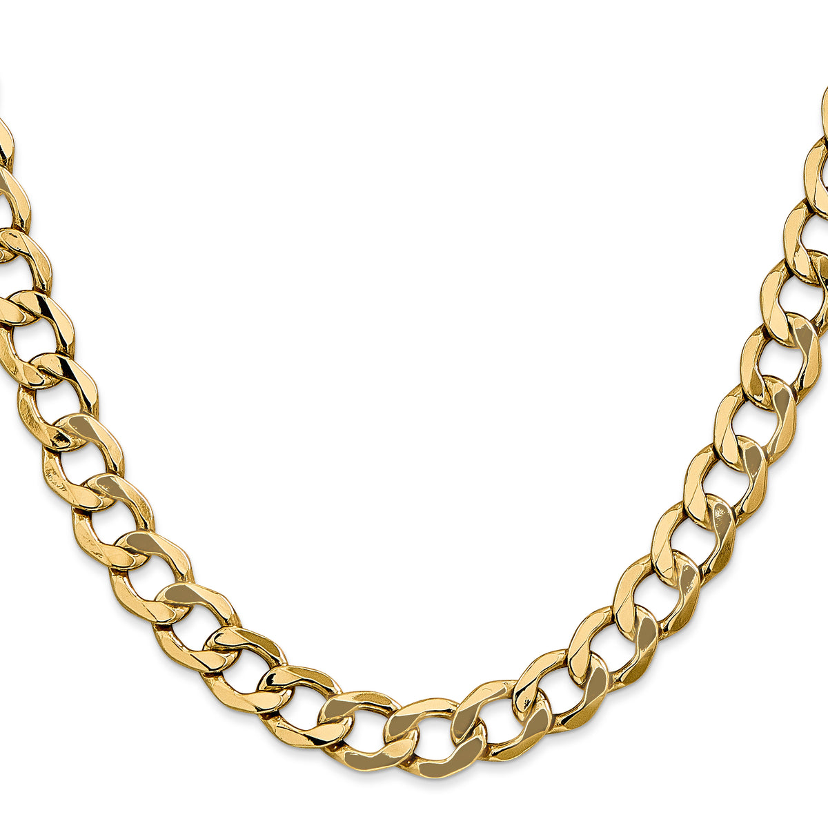 Gold (10K & 14K) Semi-Solid Curb Link Chain - 14k Yellow Gold / 18 in / 9 mm