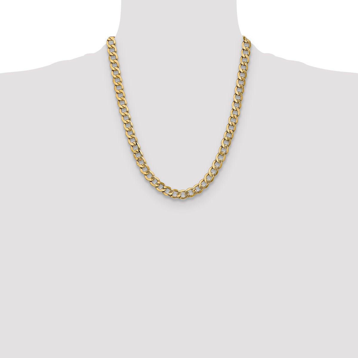 Gold (10K & 14K) Semi-Solid Curb Link Chain - 14k Yellow Gold / 22 in / 9 mm
