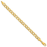 Gold (10K & 14K) Semi-Solid Curb Link Chain Bracelet - 14k Yellow Gold / 7 in / 9 mm