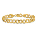 Gold (10K & 14K) Semi-Solid Curb Link Chain Bracelet - 14k Yellow Gold / 8 in / 9 mm