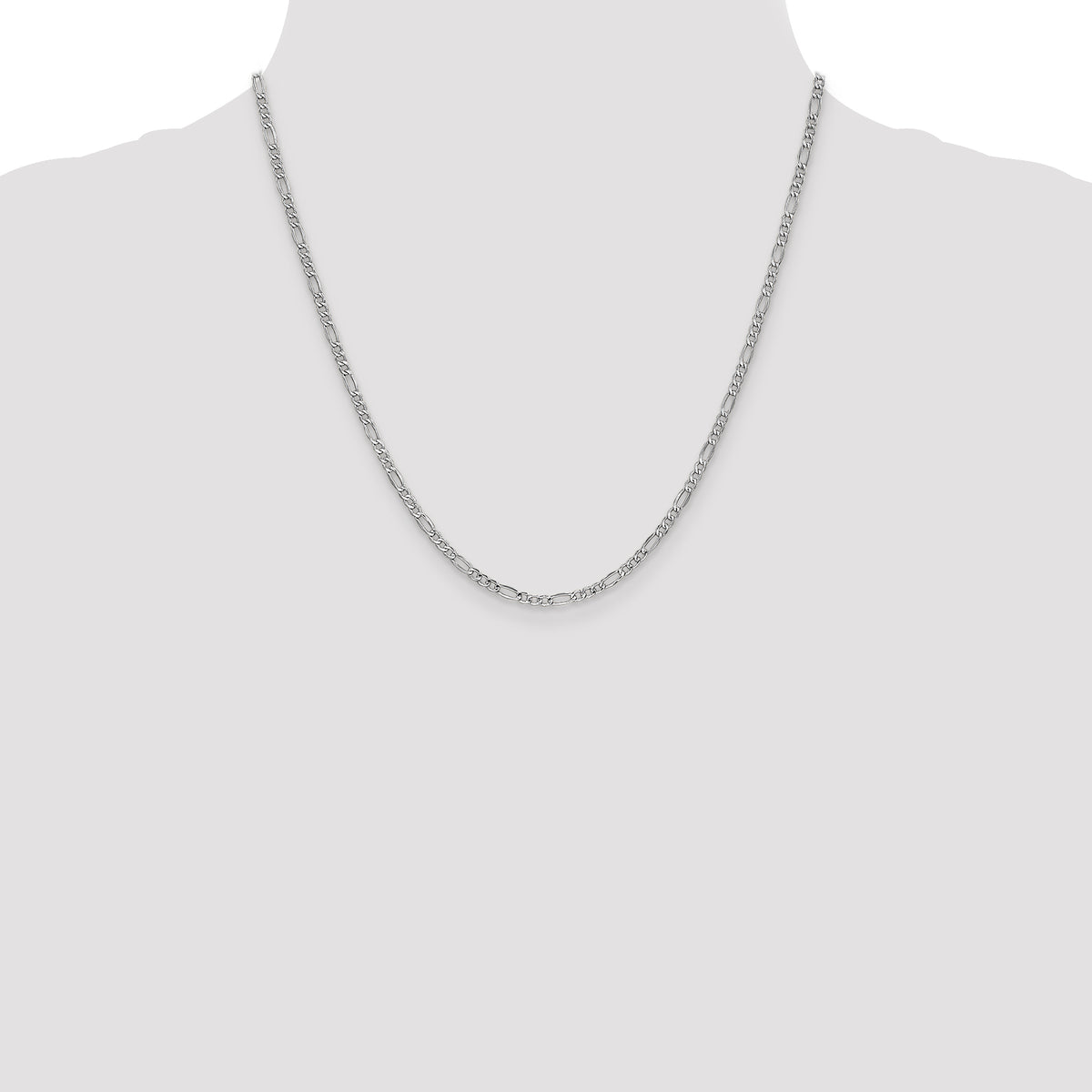 Gold (10K & 14K) Semi-Solid Figaro Chain - 14k White Gold / 20 in / 2.5 mm