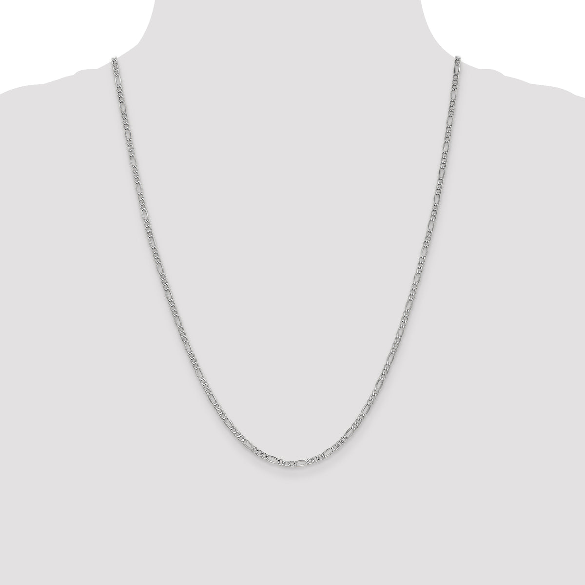 Gold (10K & 14K) Semi-Solid Figaro Chain - 14k White Gold / 24 in / 2.5 mm
