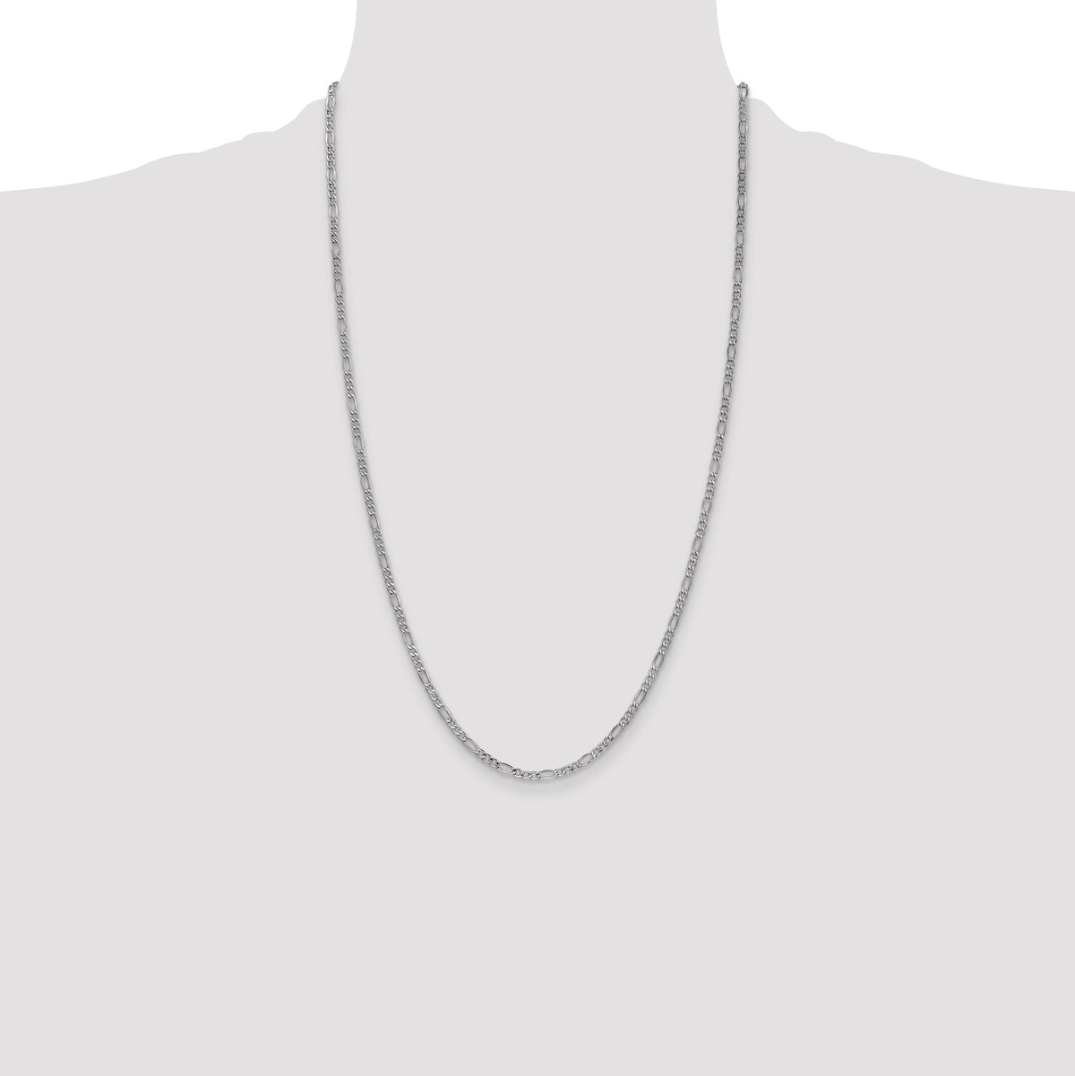 Gold (10K & 14K) Semi-Solid Figaro Chain - 14k White Gold / 26 in / 2.5 mm