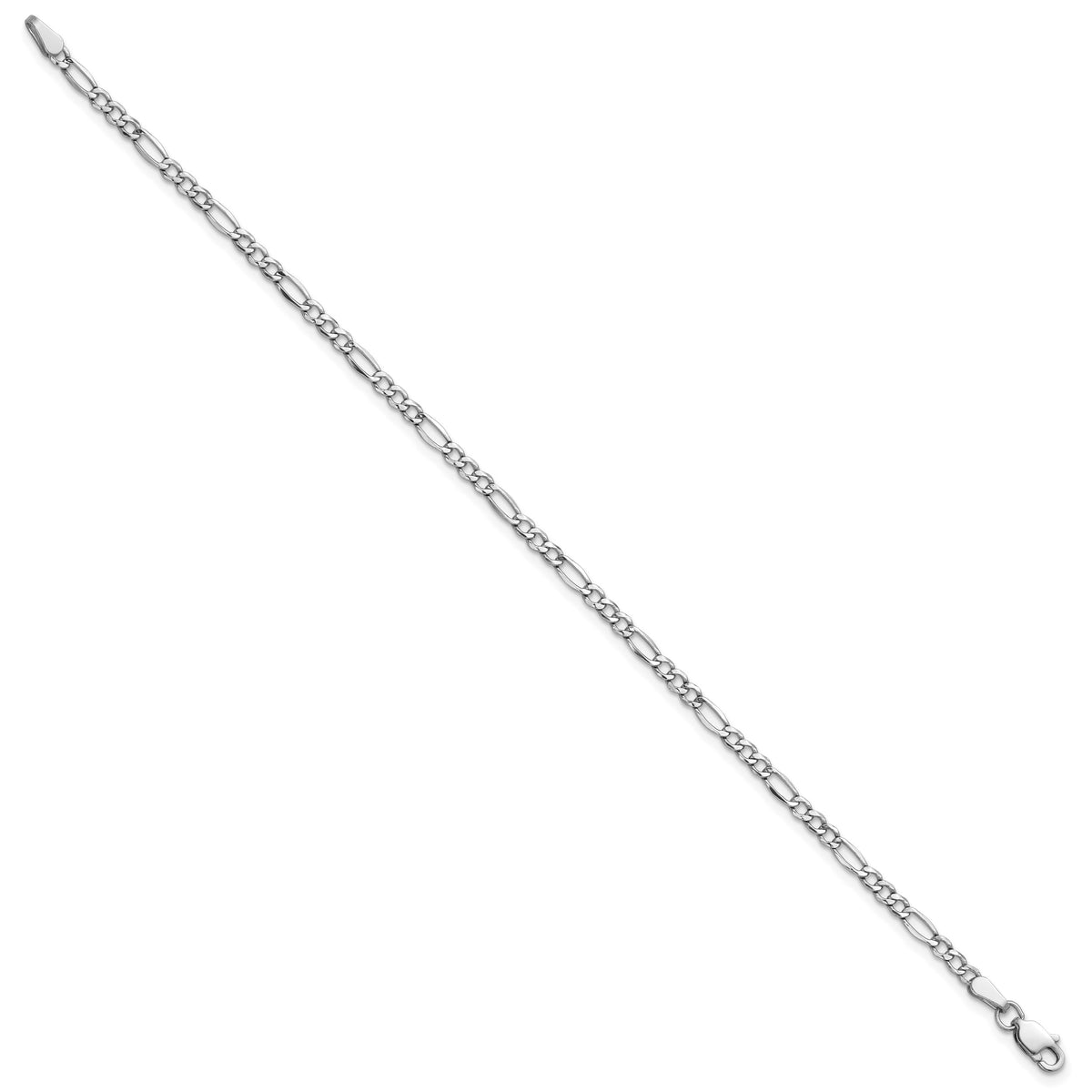 Gold (10K & 14K) Semi-Solid Figaro Chain Anklet - 14k White Gold / 9 in / 2.5 mm