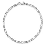 Gold (10K & 14K) Semi-Solid Figaro Chain Bracelet - 14k White Gold / 7 in / 2.5 mm