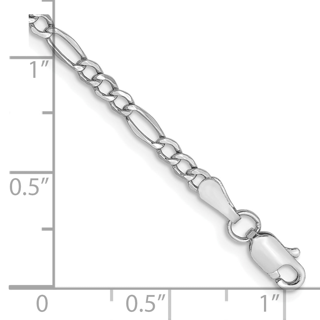 Gold (10K & 14K) Semi-Solid Figaro Chain Bracelet - 14k White Gold / 7 in / 2.5 mm