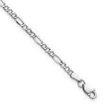 Gold (10K & 14K) Semi-Solid Figaro Chain Bracelet - 14k White Gold / 8 in / 2.5 mm