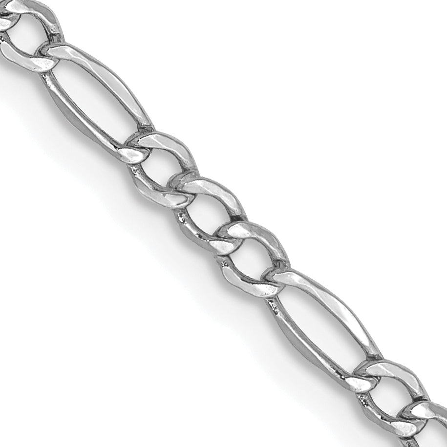 Gold (10K & 14K) Semi-Solid Figaro Chain - 14k White Gold / 16 in / 2.5 mm