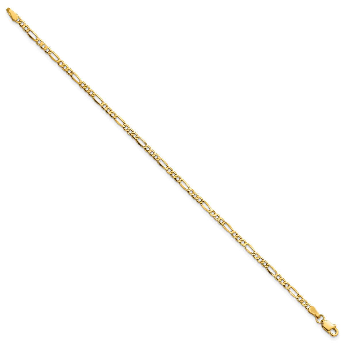 Gold (10K & 14K) Semi-Solid Figaro Chain Anklet - 14k Yellow Gold / 9 in / 2.5 mm