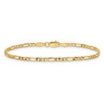 Gold (10K & 14K) Semi-Solid Figaro Chain Bracelet - 14k Yellow Gold / 7 in / 2.5 mm