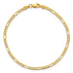 Gold (10K & 14K) Semi-Solid Figaro Chain Bracelet - 14k Yellow Gold / 7 in / 2.5 mm