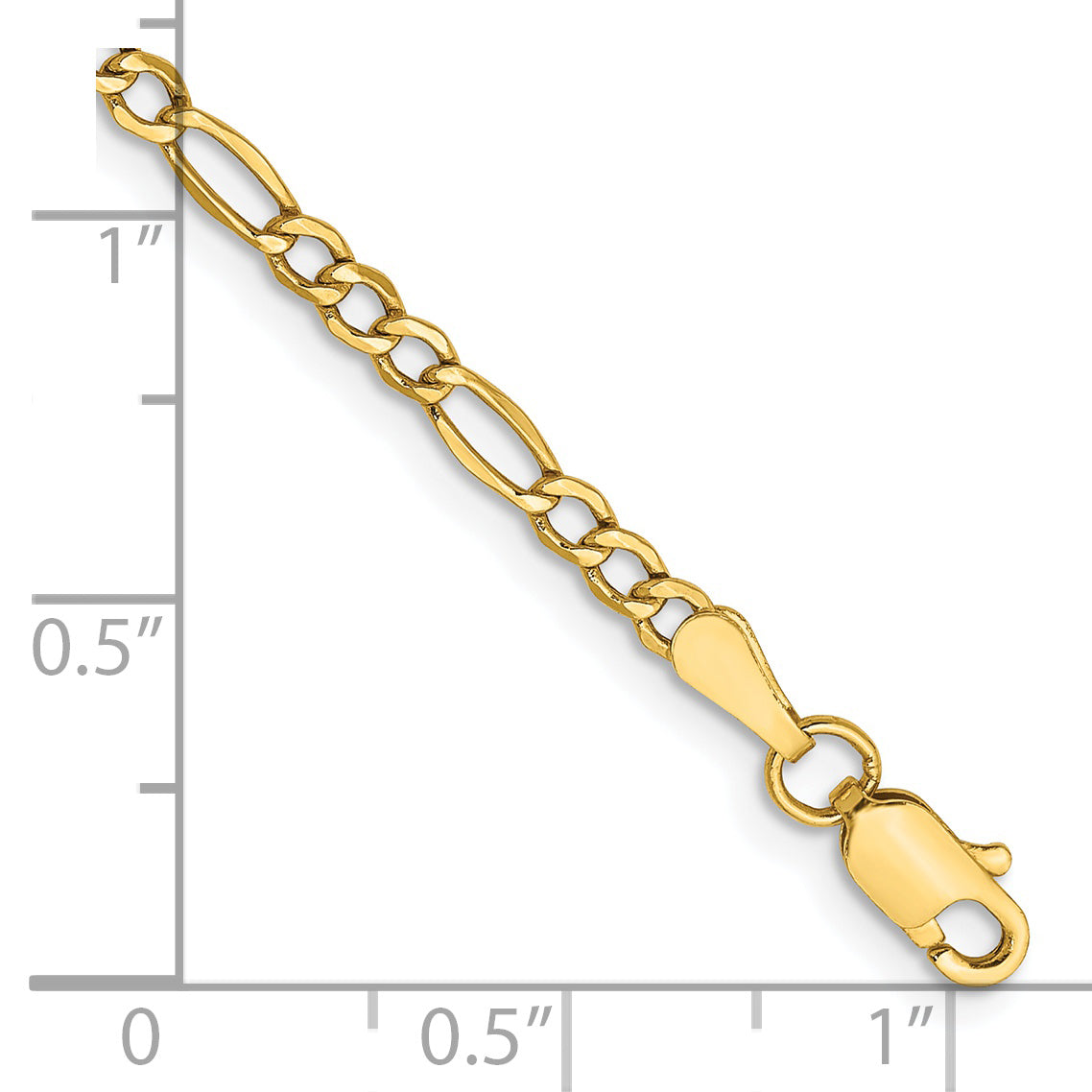 Gold (10K & 14K) Semi-Solid Figaro Chain Bracelet - 14k Yellow Gold / 7 in / 2.5 mm