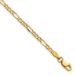 Gold (10K & 14K) Semi-Solid Figaro Chain Anklet - 14k Yellow Gold / 9 in / 2.5 mm