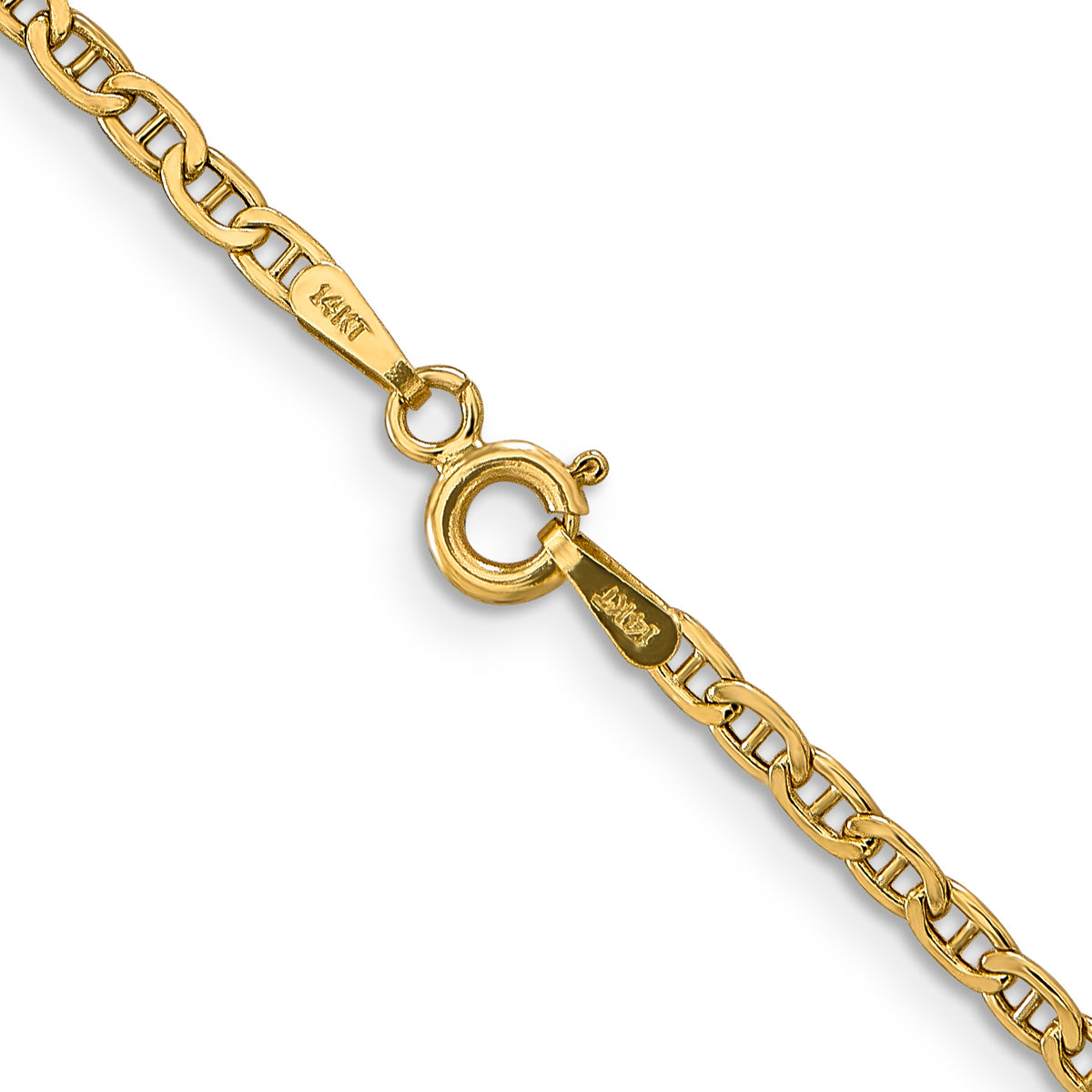 Gold (10K & 14K) Semi-Solid Anchor Chain - 14k Yellow Gold / 16 in / 2.4 mm