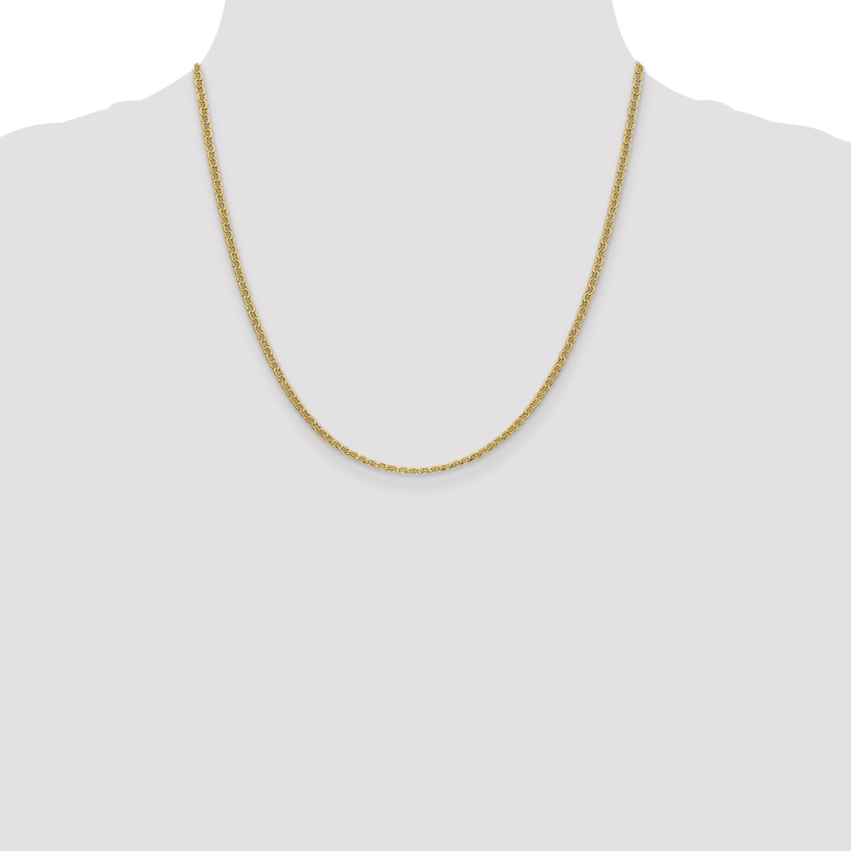 Gold (10K & 14K) Semi-Solid Anchor Chain - 14k Yellow Gold / 20 in / 2.4 mm