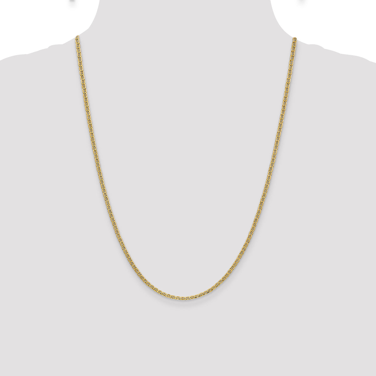 Gold (10K & 14K) Semi-Solid Anchor Chain - 14k Yellow Gold / 24 in / 2.4 mm