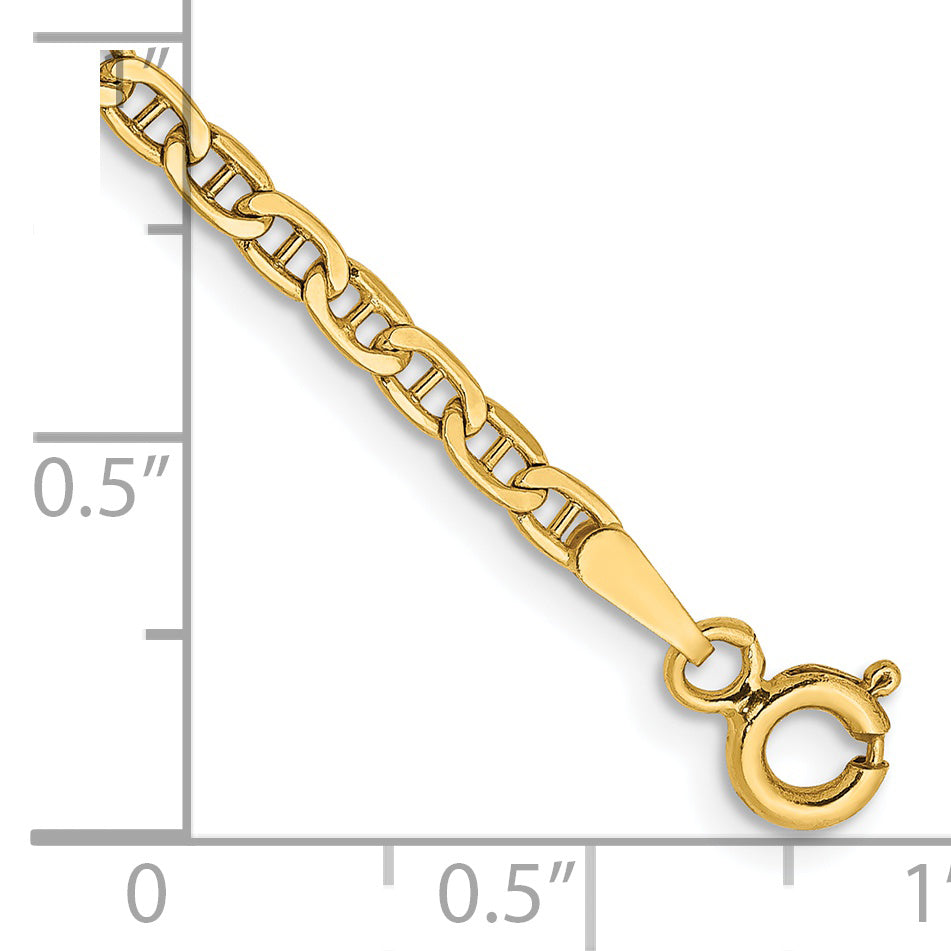 Gold (10K & 14K) Semi-Solid Anchor Chain Anklet - 2.4 mm