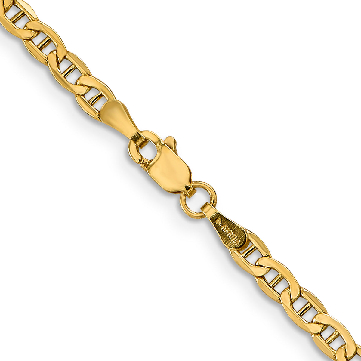 Gold (10K & 14K) Semi-Solid Anchor Chain - 14k Yellow Gold / 16 in / 3.2 mm