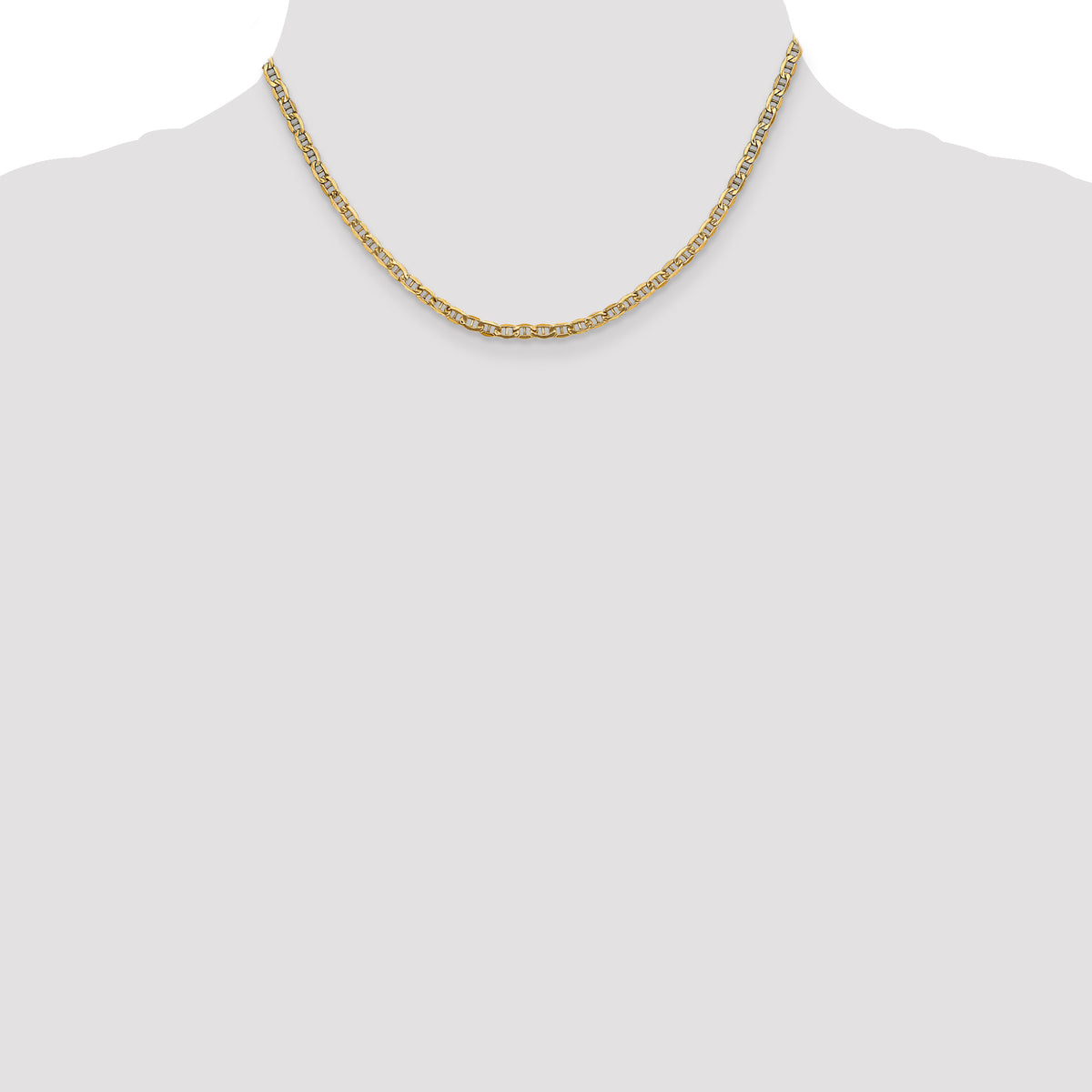 Gold (10K & 14K) Semi-Solid Anchor Chain - 14k Yellow Gold / 16 in / 3.2 mm