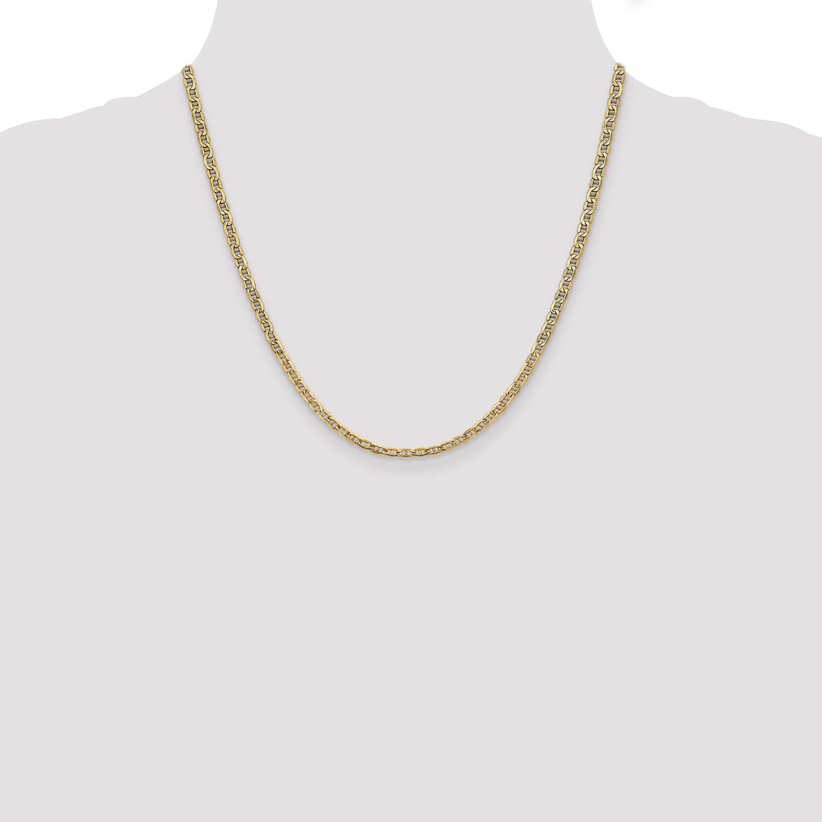 Gold (10K & 14K) Semi-Solid Anchor Chain - 14k Yellow Gold / 20 in / 3.2 mm