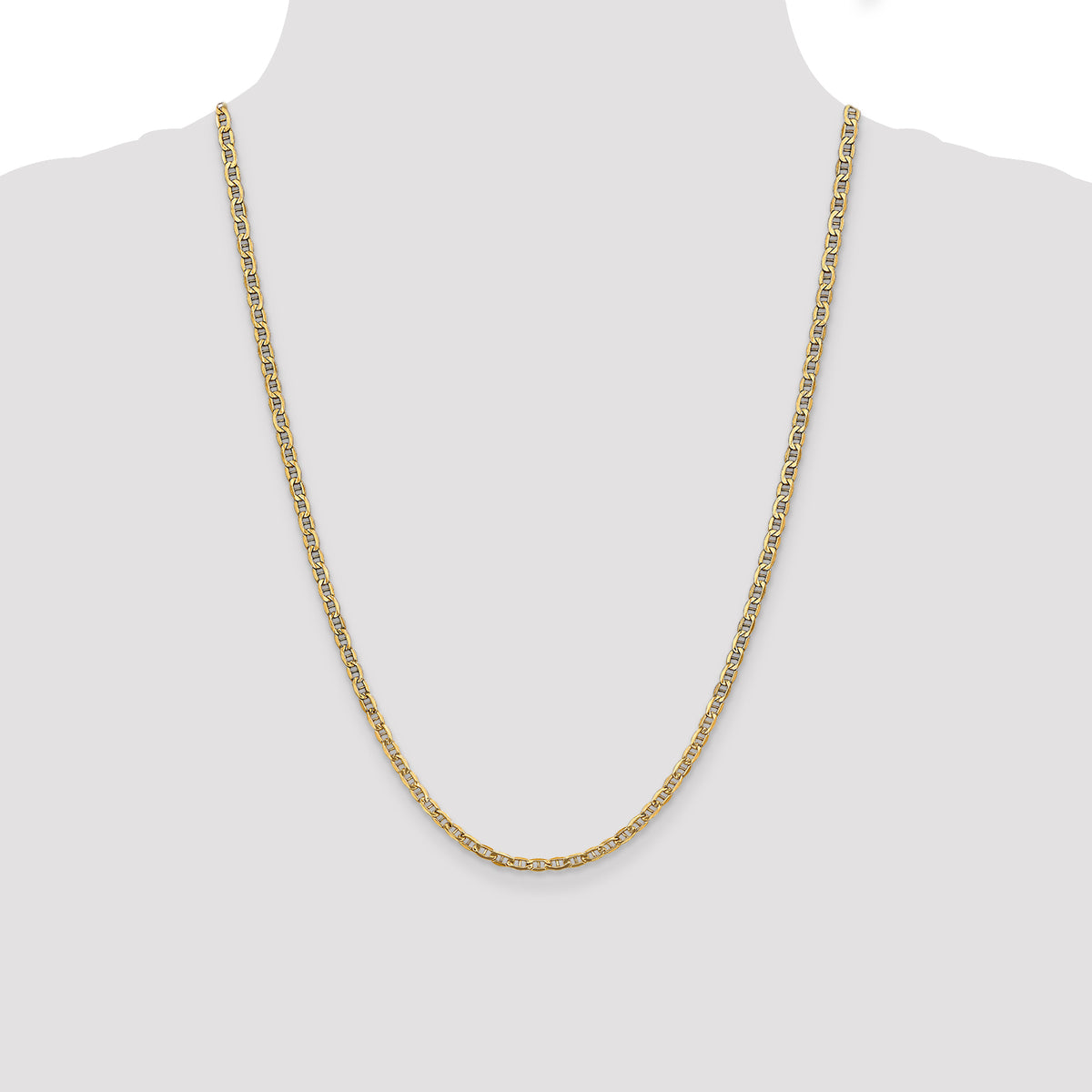 Gold (10K & 14K) Semi-Solid Anchor Chain - 14k Yellow Gold / 24 in / 3.2 mm