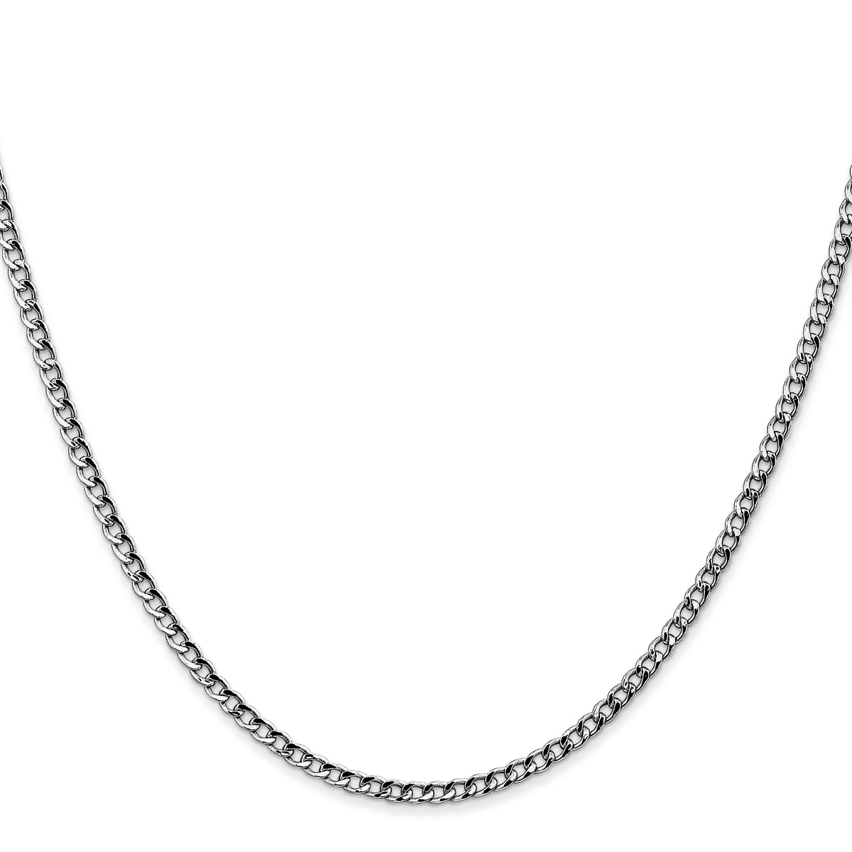 Gold (10K & 14K) Semi-Solid Curb Link Chain - 14k White Gold / 16 in / 2.5 mm