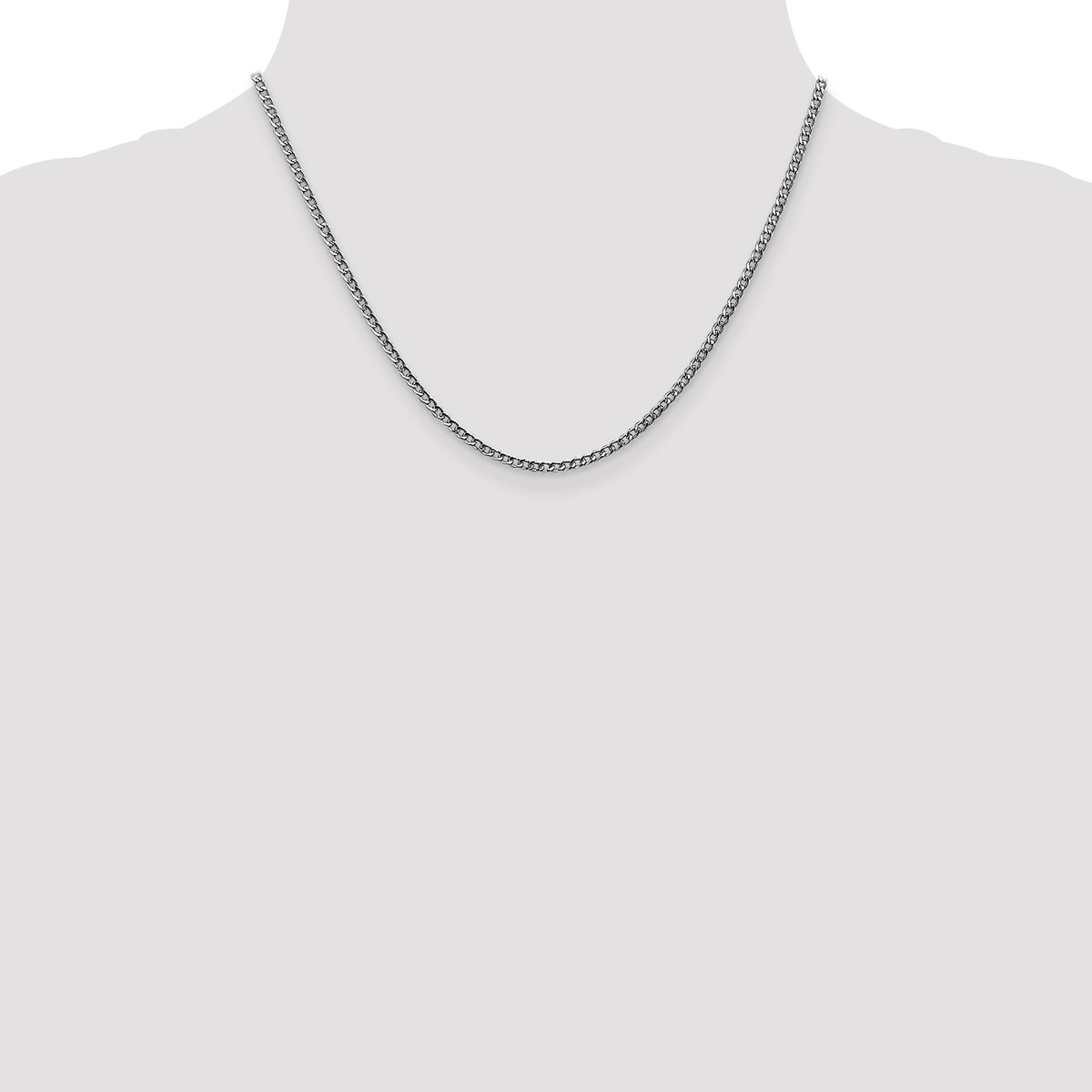 Gold (10K & 14K) Semi-Solid Curb Link Chain - 14k White Gold / 18 in / 2.5 mm