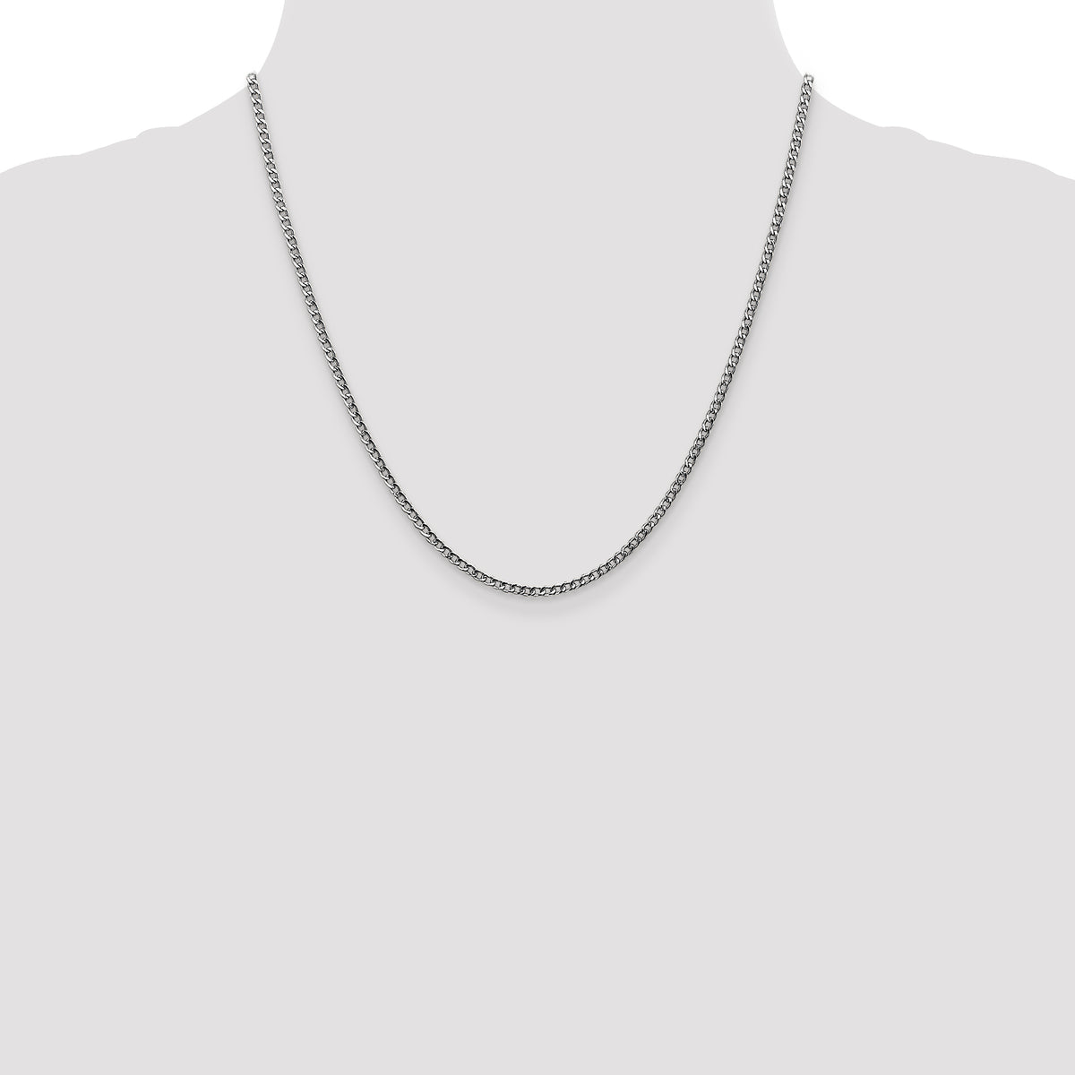 Gold (10K & 14K) Semi-Solid Curb Link Chain - 14k White Gold / 20 in / 2.5 mm