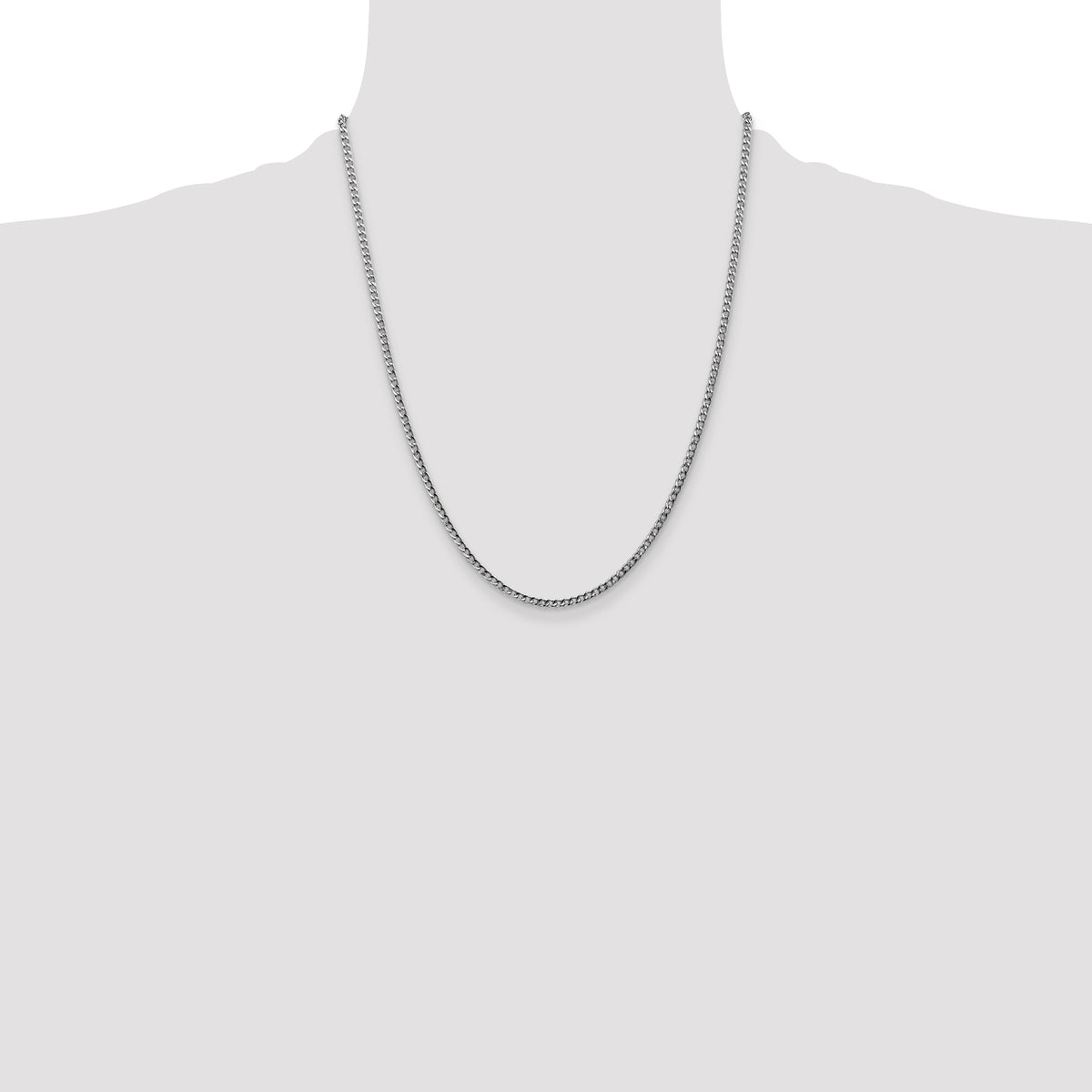 Gold (10K & 14K) Semi-Solid Curb Link Chain - 14k White Gold / 22 in / 2.5 mm