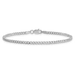 Gold (10K & 14K) Semi-Solid Curb Link Chain Anklet - 14k White Gold / 9 in / 2.5 mm