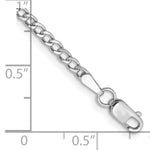Gold (10K & 14K) Semi-Solid Curb Link Chain Anklet - 14k White Gold / 9 in / 2.5 mm