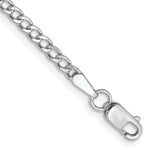 Gold (10K & 14K) Semi-Solid Curb Link Chain Anklet - 14k White Gold / 9 in / 2.5 mm