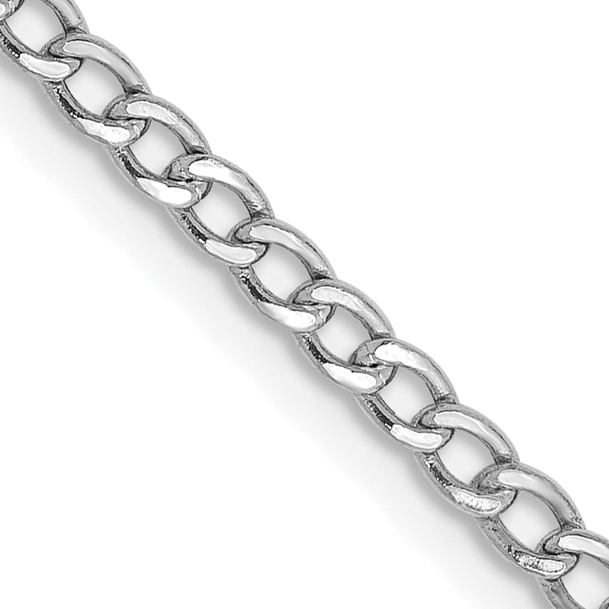 Gold (10K & 14K) Semi-Solid Curb Link Chain - 14k White Gold / 16 in / 2.5 mm