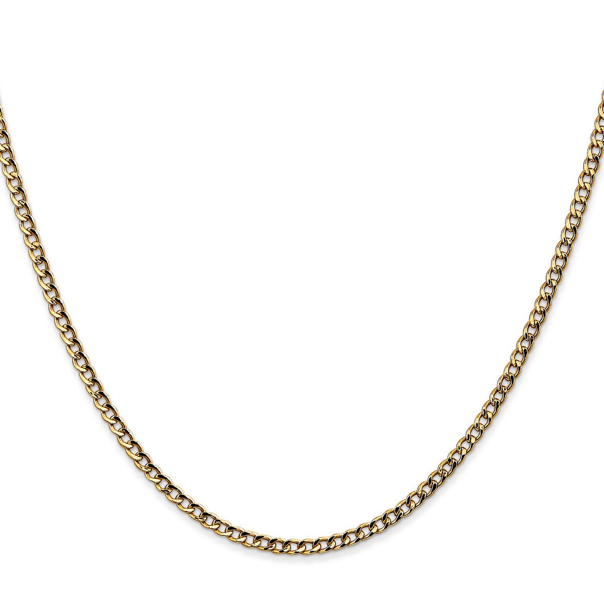 Gold (10K & 14K) Semi-Solid Curb Link Chain - 14k Yellow Gold / 16 in / 2.5 mm