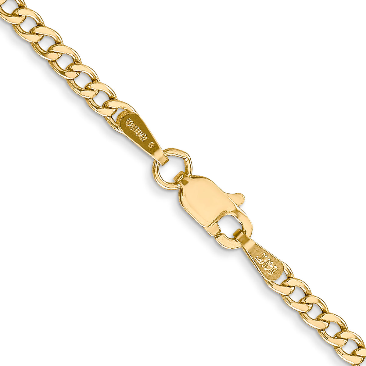 Gold (10K & 14K) Semi-Solid Curb Link Chain - 14k Yellow Gold / 16 in / 2.5 mm