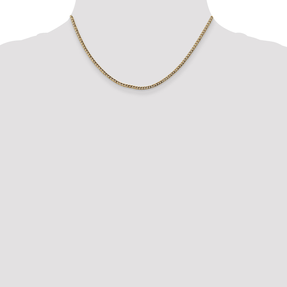 Gold (10K & 14K) Semi-Solid Curb Link Chain - 14k Yellow Gold / 16 in / 2.5 mm