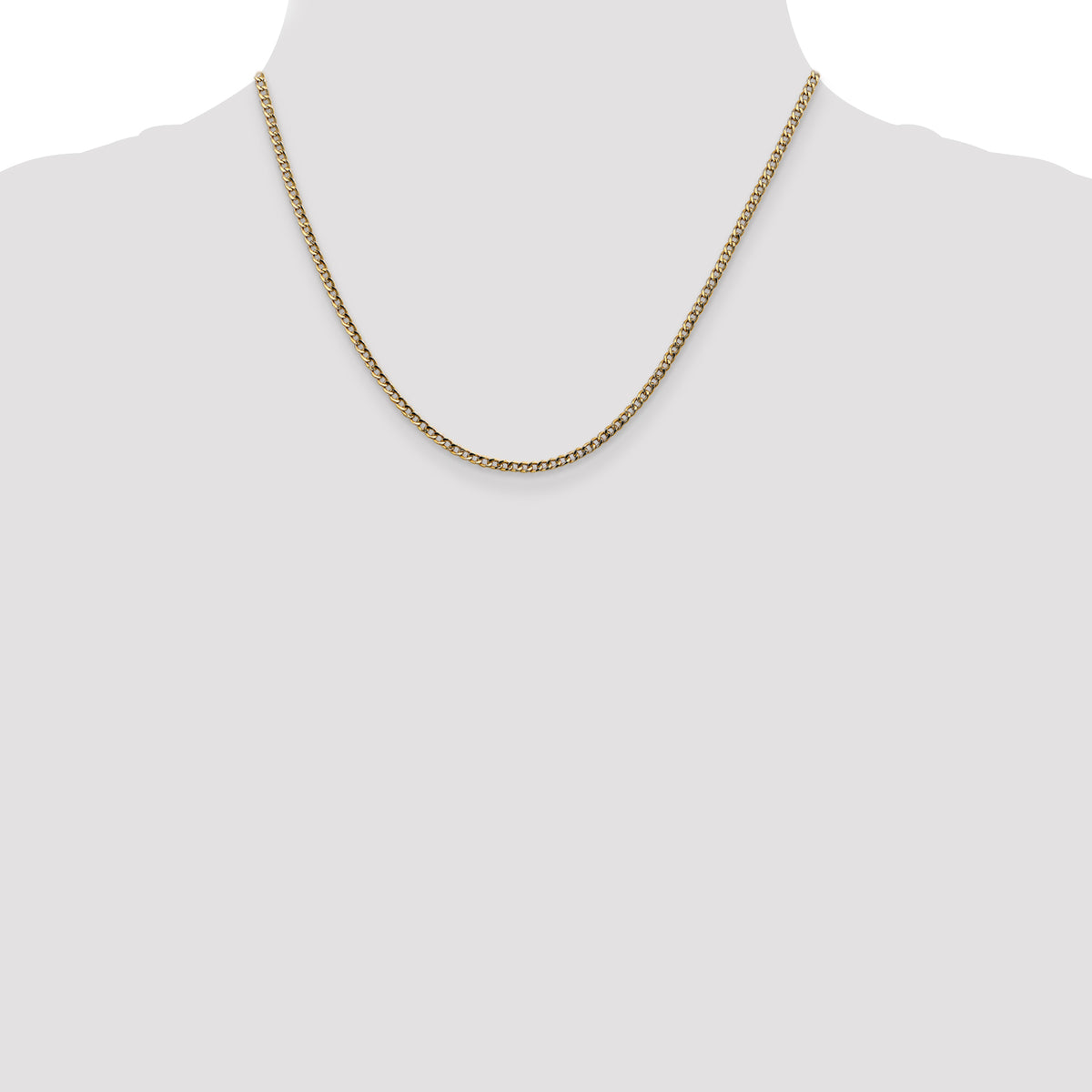 Gold (10K & 14K) Semi-Solid Curb Link Chain - 14k Yellow Gold / 18 in / 2.5 mm