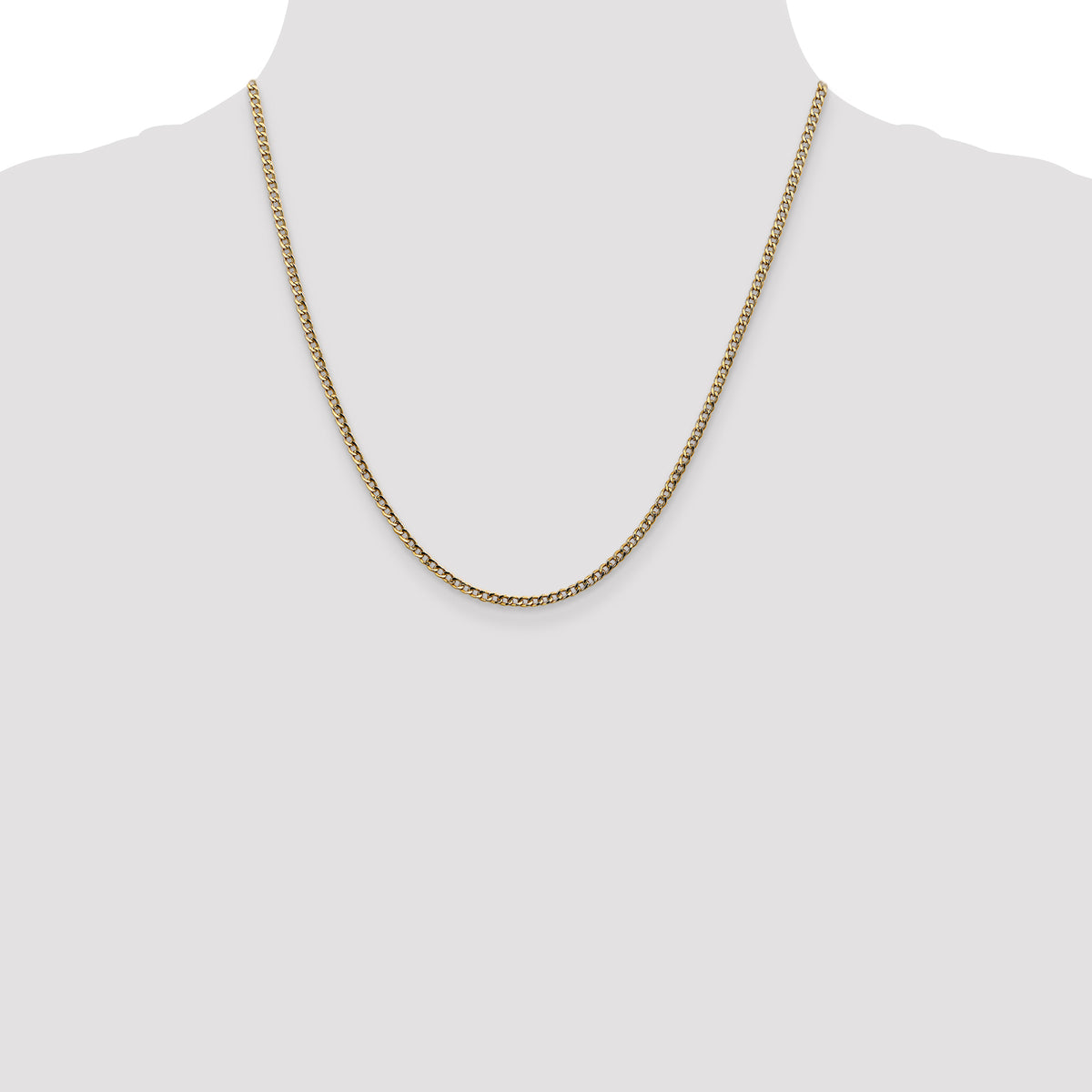 Gold (10K & 14K) Semi-Solid Curb Link Chain - 14k Yellow Gold / 20 in / 2.5 mm