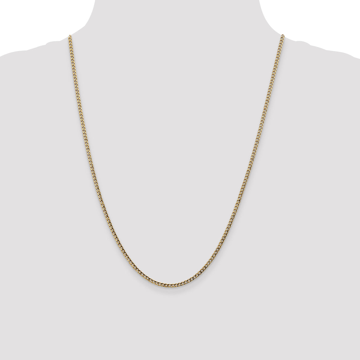 Gold (10K & 14K) Semi-Solid Curb Link Chain - 14k Yellow Gold / 24 in / 2.5 mm