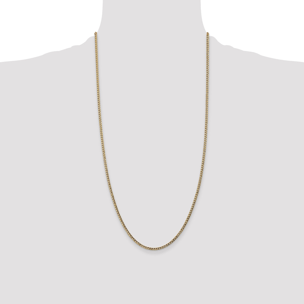 Gold (10K & 14K) Semi-Solid Curb Link Chain - 14k Yellow Gold / 28 in / 2.5 mm
