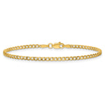 Gold (10K & 14K) Semi-Solid Curb Link Chain Bracelet - 14k Yellow Gold / 7 in / 2.5 mm