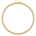 Gold (10K & 14K) Semi-Solid Curb Link Chain Anklet - 14k Yellow Gold / 9 in / 2.5 mm