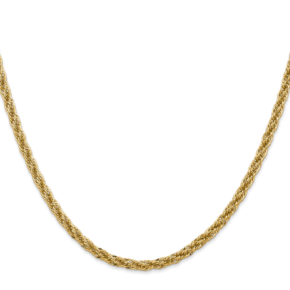 Gold (10K & 14K) Semi-Solid Diamond-Cut Rope Chain - 14k Yellow Gold / 16 in / 3.3 mm